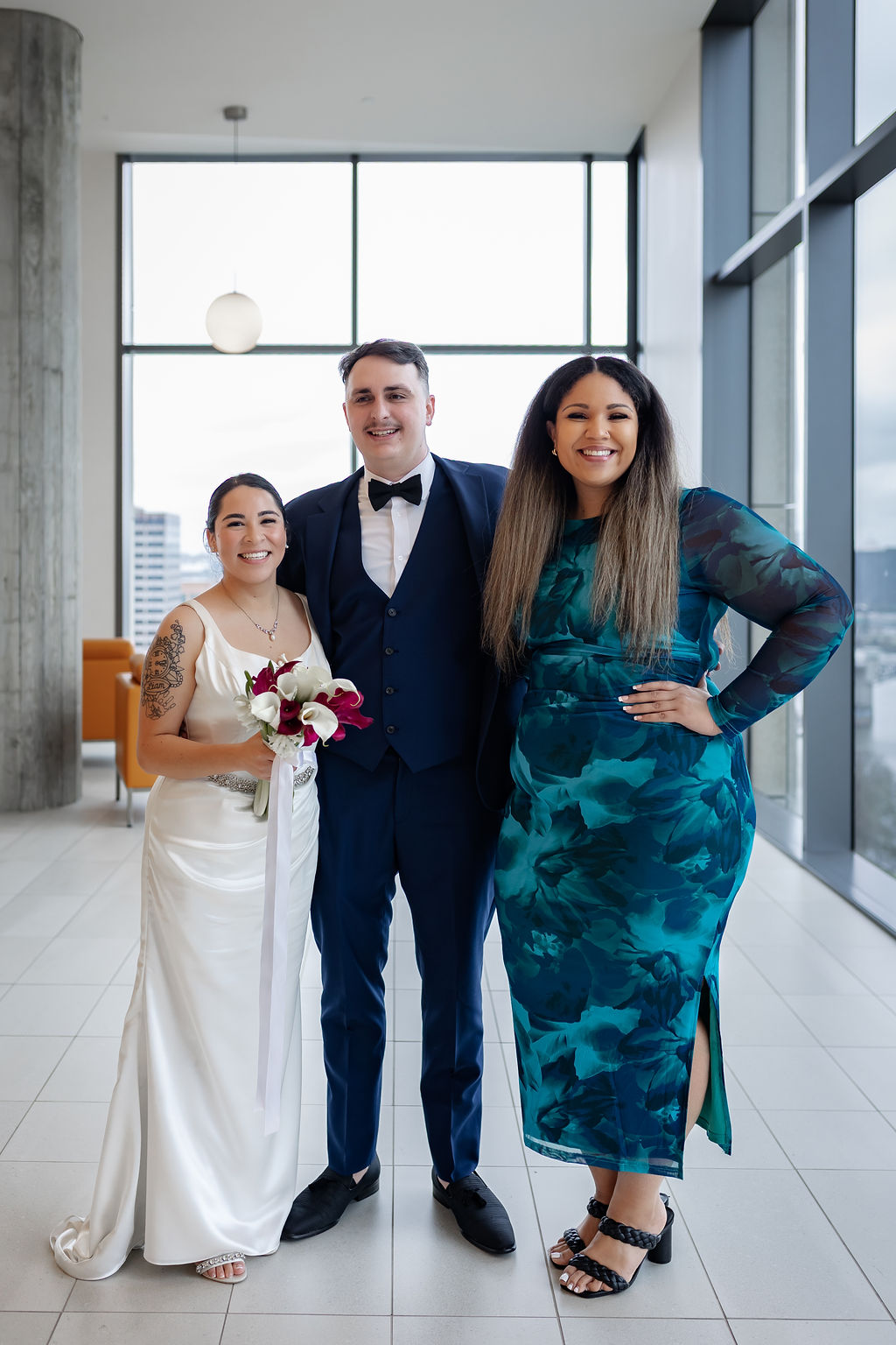 Early morning wedding preparations in soft Pacific Northwest light